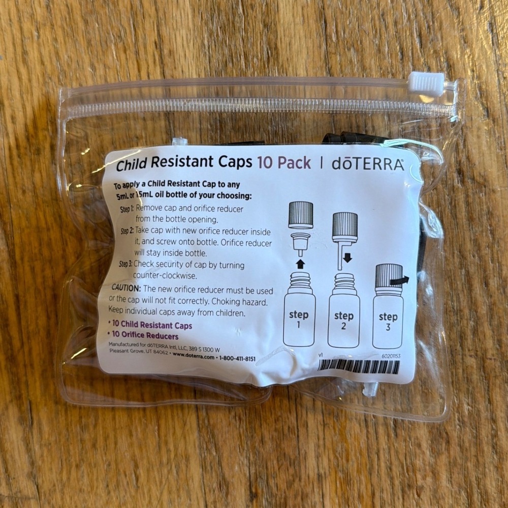 doTERRA Child Resistant Caps 10 Pack for 5mL & 15mL Essential Oil Bottles Black